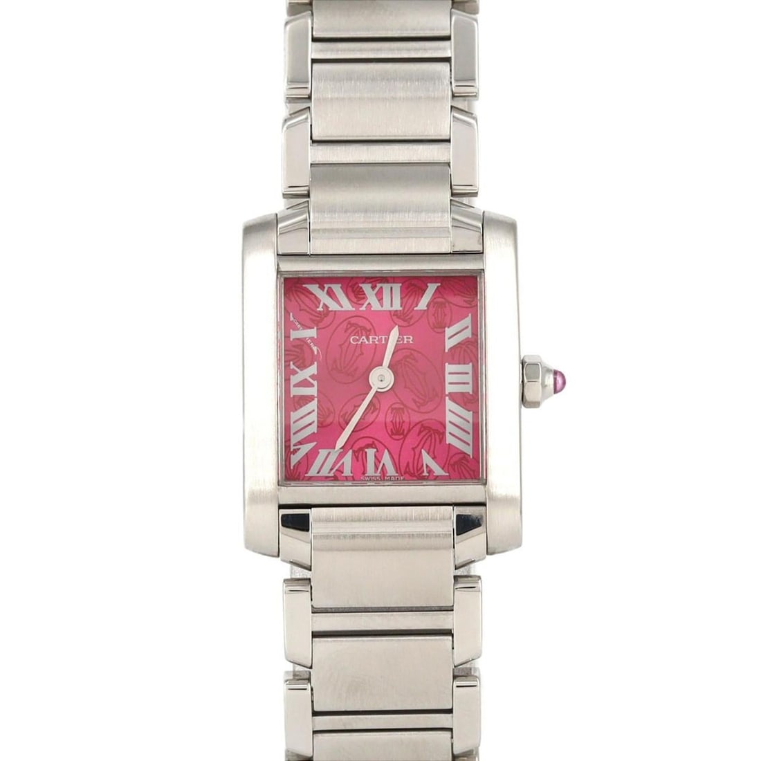 Cartier Tank Française Small Watch 2006'Xmas Limited W51030Q3 Stainless Steel Quartz: --- Catalog ---Category: SizeWrist Size: 17cm / 6.69''Case Diameter: 20mm / 0.79''Category: DesignType: WristwatchGender: WomenColor (Dial): PinkMaterial (Band): Stainless steelMaterial (Case): Stainl