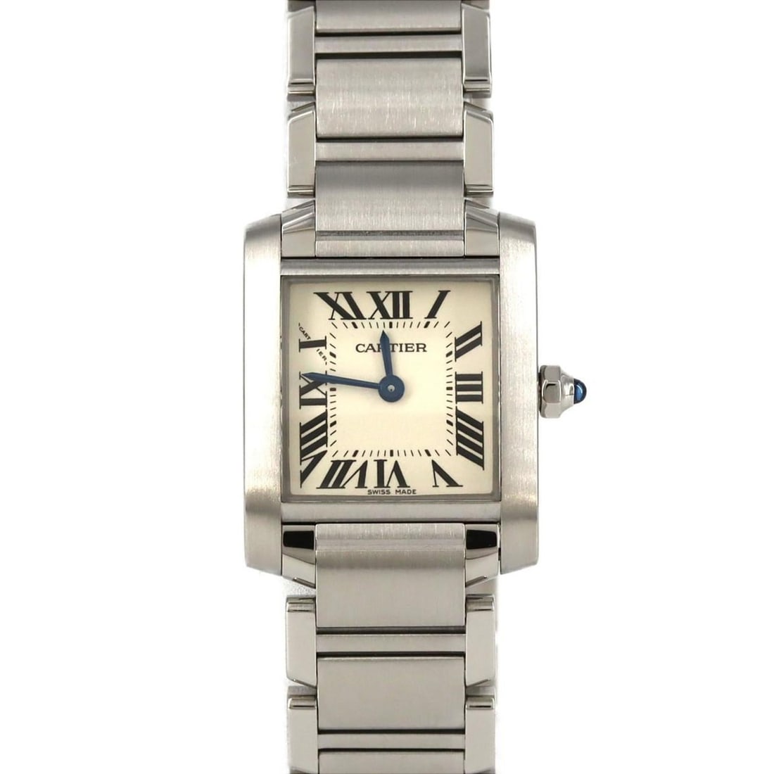 Cartier Tank Française SM W51008Q3 Stainless Steel Quartz Watch: --- Catalog ---Category: SizeWrist Size: 16.5cm / 6.49''Case Diameter: 20mm / 0.79''Category: DesignType: WristwatchGender: WomenColor (Dial): SilverMaterial (Band): Stainless steelMaterial (Case): St