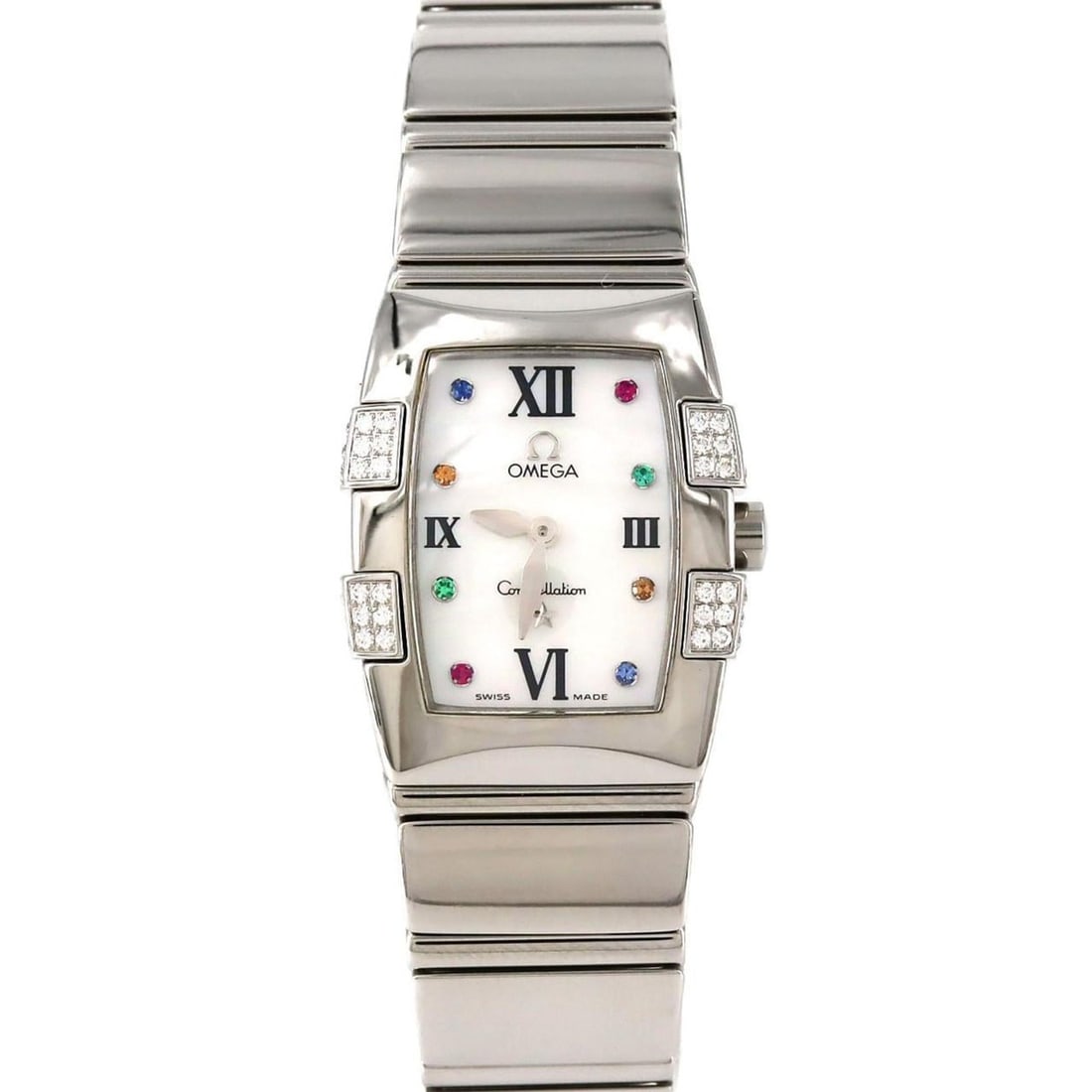 Omega Constellation Quadrella D-8P 1585.79 Stainless Steel Quartz Watch: --- Catalog ---Category: SizeWrist Size: 15cm / 5.9''Case Diameter: 20mm / 0.79''Category: DesignType: WristwatchGender: WomenColor (Dial): WhiteMaterial (Band): Stainless steelMaterial (Case): Stainl
