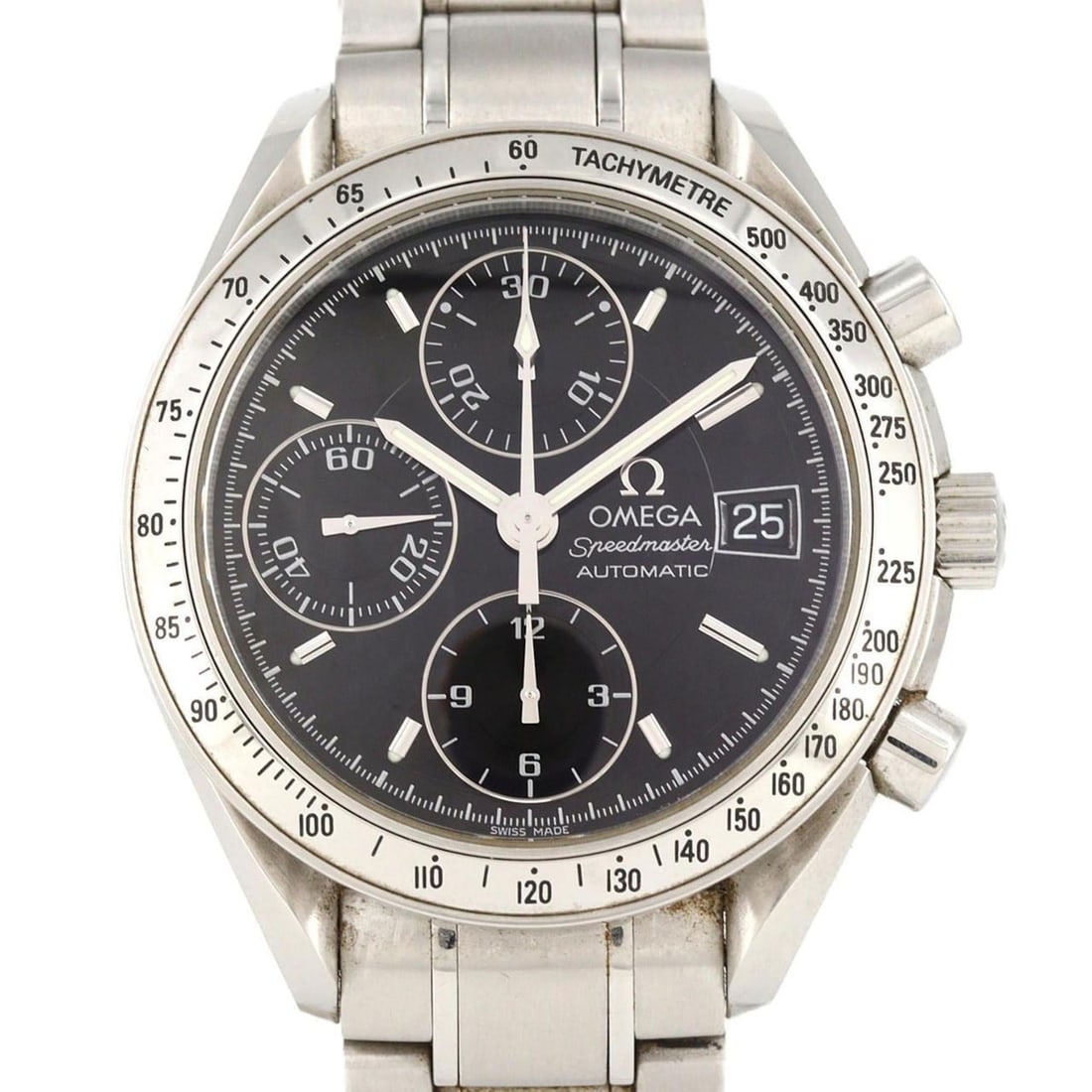 Omega Speedmaster Date 3513.50 Stainless Steel Automatic Watch: --- Catalog ---Category: SizeWrist Size: 18cm / 7.08''Case Diameter: 39mm / 1.54''Category: DesignType: WristwatchGender: MenColor (Dial): BlackMaterial (Band): Stainless steelMaterial (Case): Stainle
