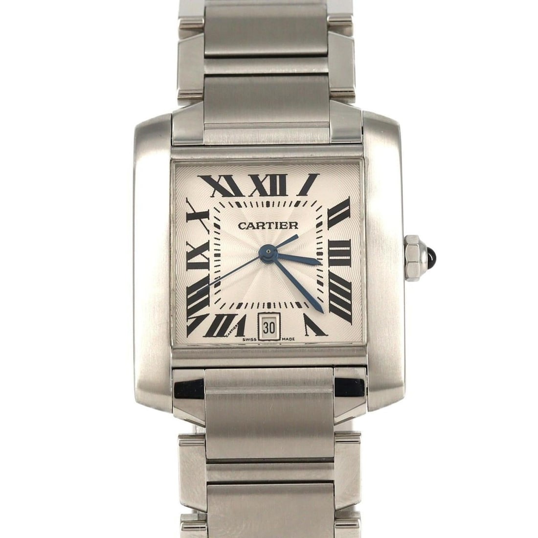 Cartier Tank Française LM W51002Q3 Stainless Steel Automatic Watch: --- Catalog ---Category: SizeWrist Size: 17cm / 6.69''Case Diameter: 28mm / 1.1''Category: DesignType: WristwatchGender: MenColor (Dial): SilverMaterial (Band): Stainless steelMaterial (Case): Stainle