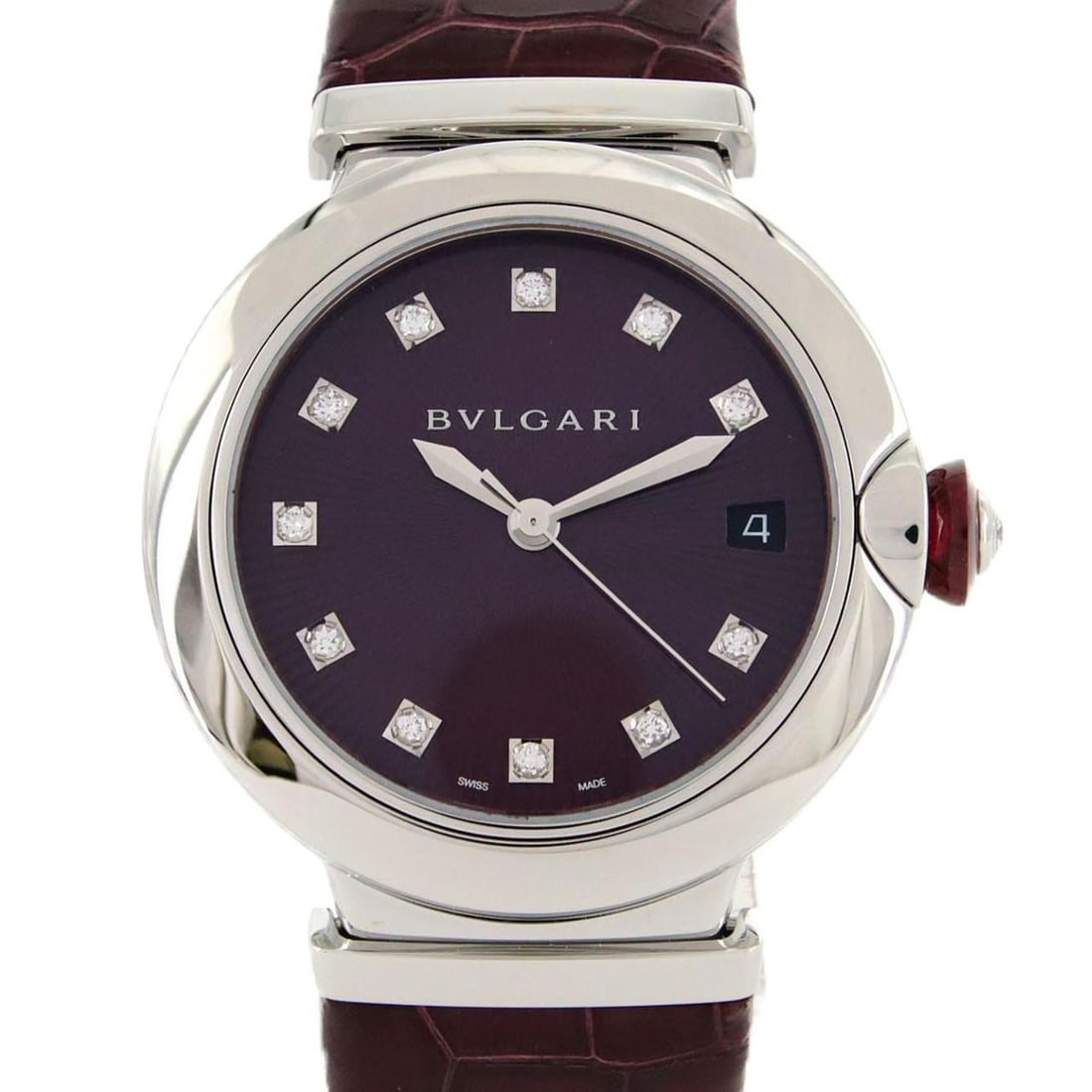 Bvlgari Lucea 12P LU36S LU36C7SLD 11 SS Automatic Watch: --- Catalog ---Category: SizeCase Diameter: 36mm / 1.42''Category: DesignType: WristwatchGender: WomenColor (Dial): Red colorMaterial (Case): Stainless steelCategory: GeneralBrand: BvlgariCategory: Mo