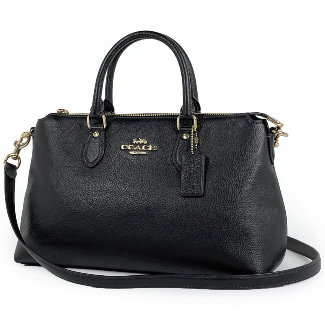 Coach logo handbag, 2-way shoulder bag, leather, black, CR156, women's: --- Catalog ---Category: SizeSize (HxWxD): 20cm x 32cm x 12cm / 7.87'' x 12.59'' x 4.72''Category: DesignType: Handbag, Shoulder bagColor: BlackGender: WomenMaterial: Leather Category: GeneralMPN: CR1