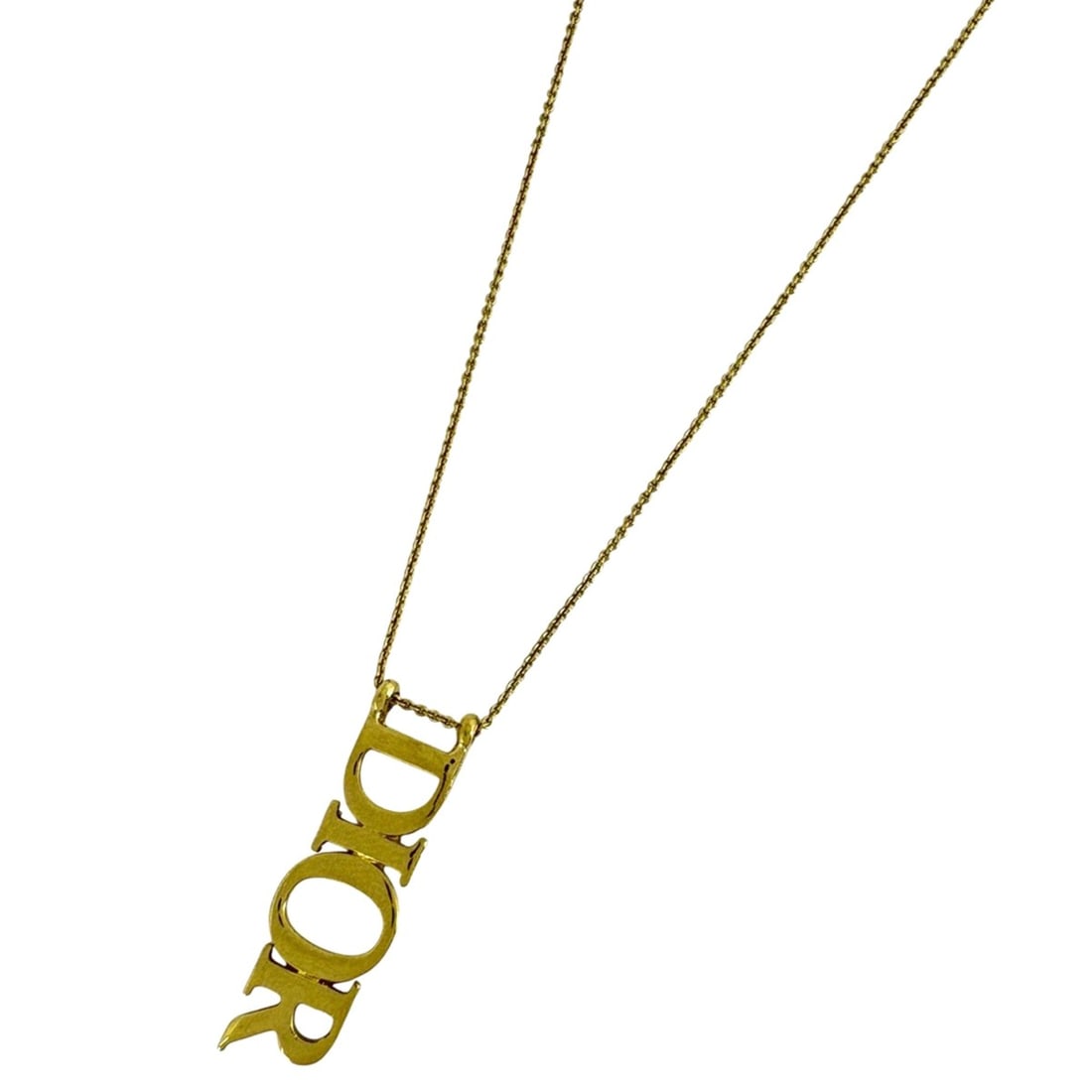 Christian Dior logo chain necklace pendant GP gold for women: --- Catalog ---Category: SizePendant Size: 30mm x 10mm / 1.18'' x 0.39''Neck Circumference: 45 cm / 17.71''Category: DesignGender: WomenMaterial: Gold platingPendant Type: PendantNecklace Type: Pendan