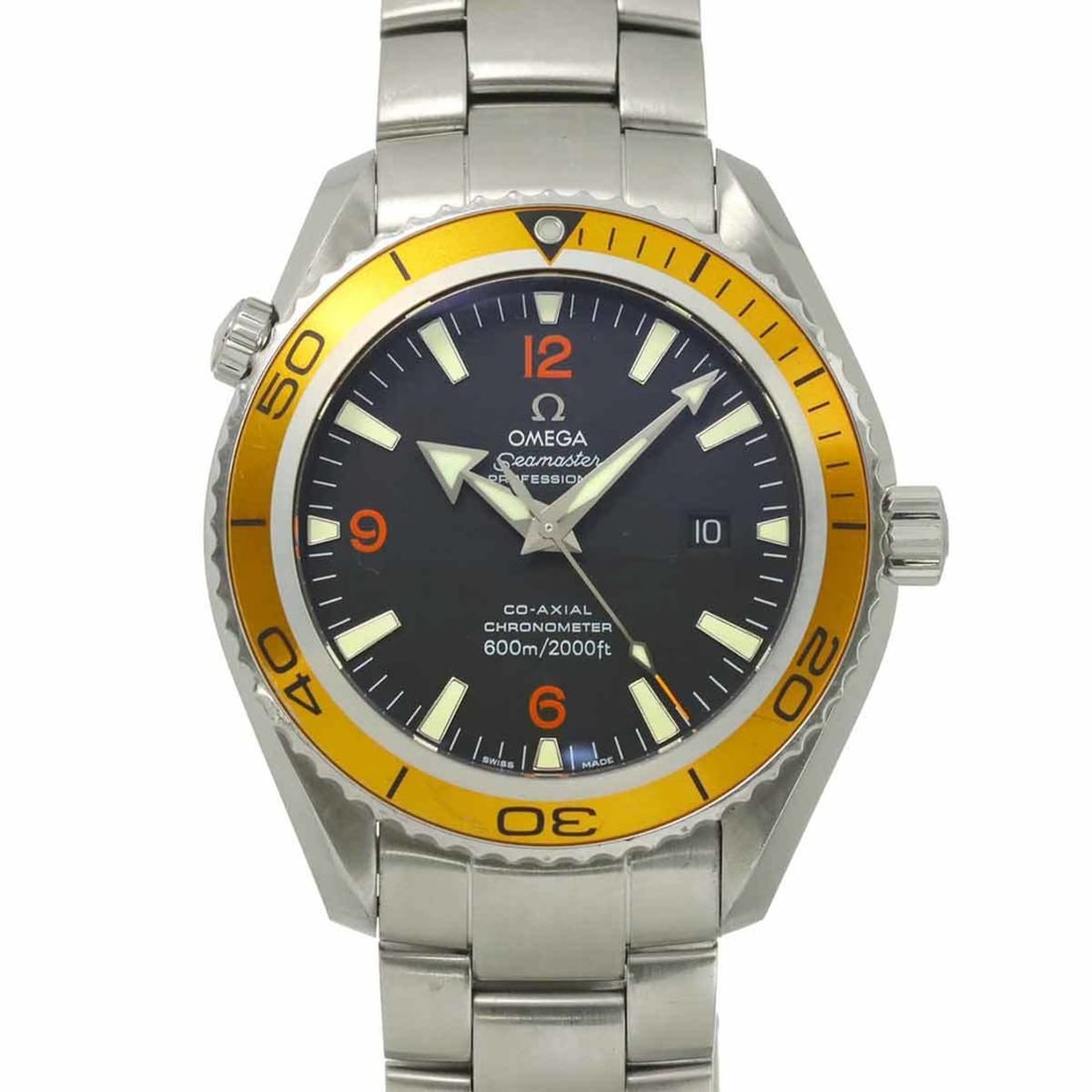 OMEGA Seamaster Planet Ocean Co-Axial Chronometer 600m 2208 50 Men's Watch with Date Display, Black,: --- Catalog ---Category: SizeWrist Size: 20.5cm / 8.07''Case Diameter: 45mm / 1.77''Category: DesignType: WristwatchGender: MenColor (Dial): BlackMaterial (Band): Stainless steelMaterial (Case): Stain