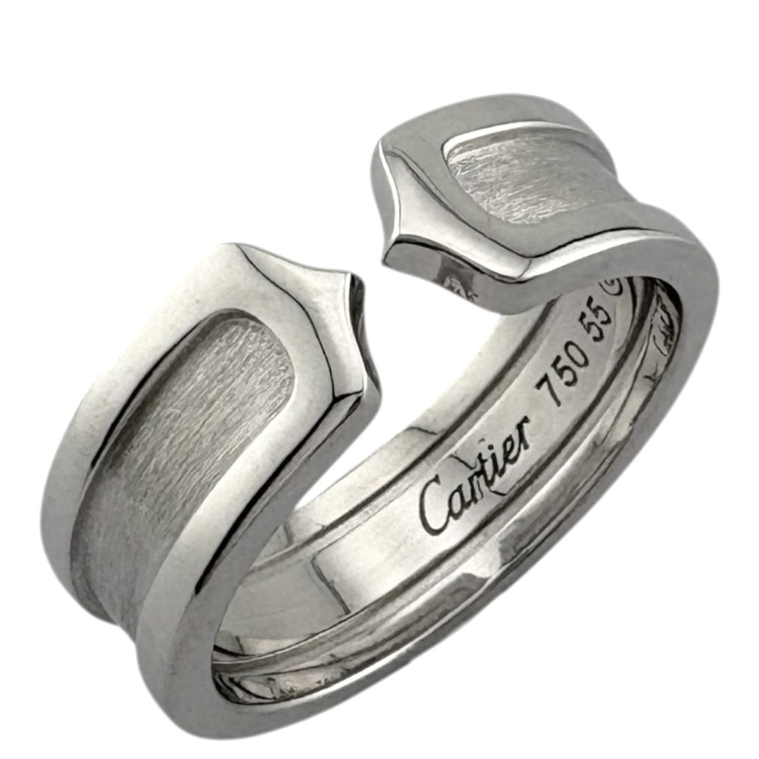 Cartier 2C Ring, 18k Gold, Women's, Pre-owned: --- Catalog ---Category: SizeJP Size: 14.5US Size: 7Category: DesignType: Band ringColor: SilverGender: WomenMaterial: White gold (18K)Category: GeneralBrand: Cartier--- Item List ---Section: Conditio