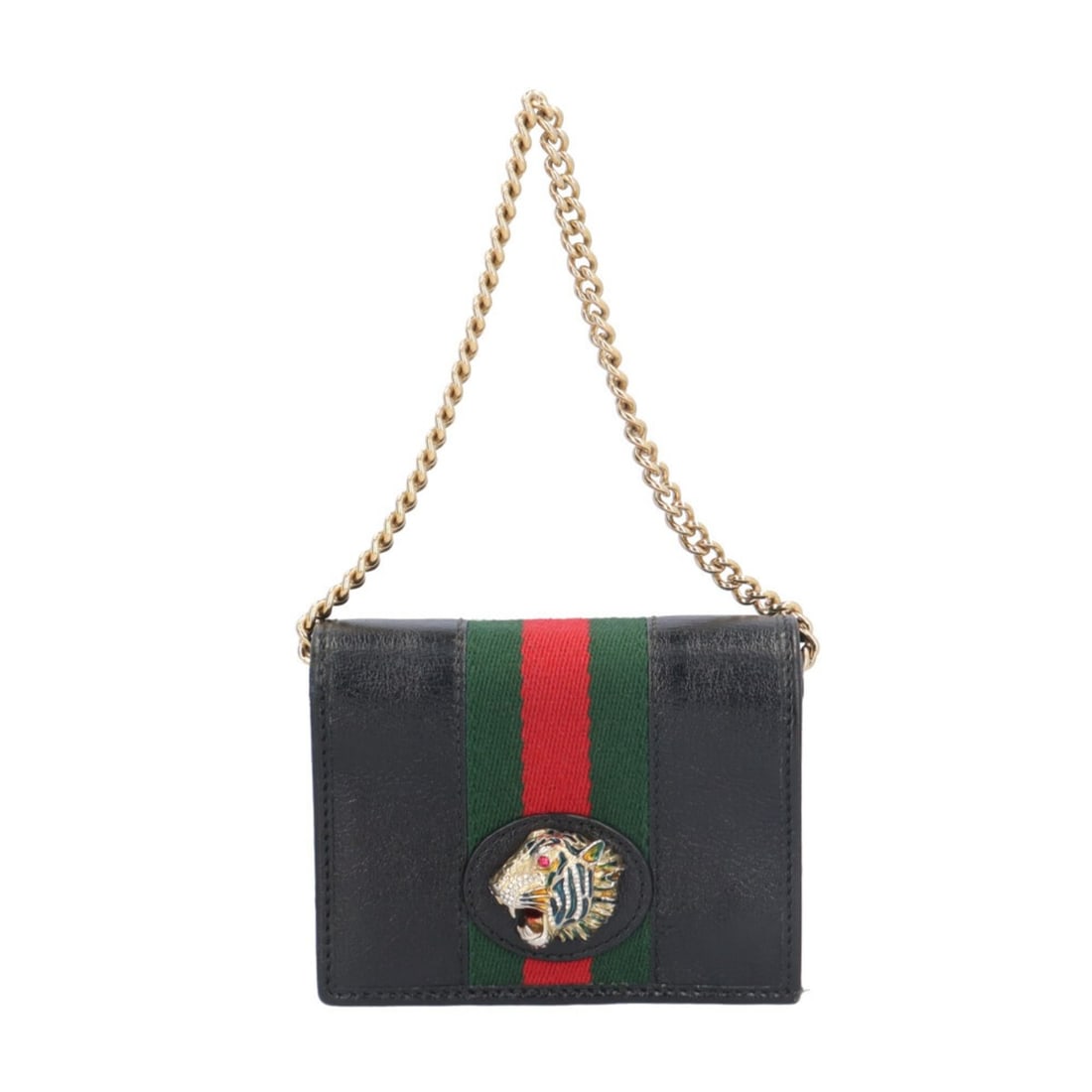 Gucci Raja Bifold Wallet, Leather 573790, Women's, Pre-owned GUCCI Chain Wallet: --- Catalog ---Category: SizeWeight: 145g / 5.11oz.Size (HxWxD): 8.5cm x 10.5cm x 3.5cm / 3.34'' x 4.13'' x 1.37''Category: DesignType: Chain/Shoulder walletColor: BlackGender: WomenHandmade: YesMater