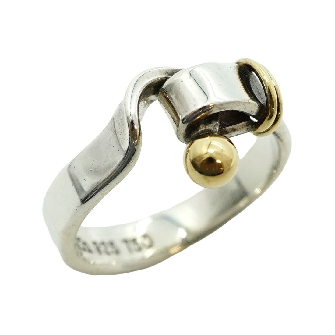 Tiffany Hook & Eye Ring, 18K Yellow Gold and 925 Silver, Size 11, Women's (1 of 16)