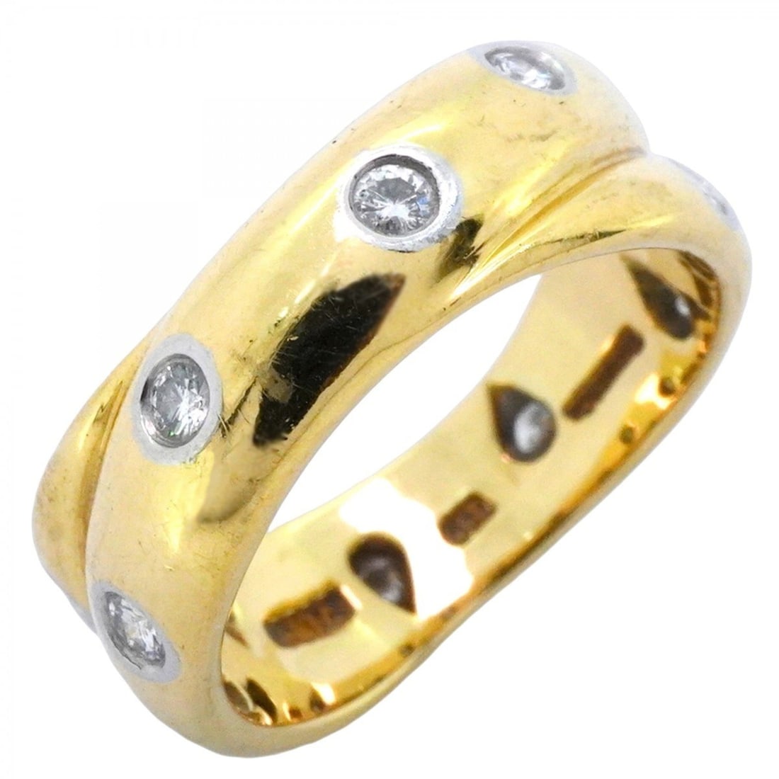 Tiffany Ring Dots 18KYG Yellow Gold Pt950 Platinum Diamond Size 7.5 Women's: --- Catalog ---Category: SizeJP Size: 7.5US Size: 4Category: DesignType: Band ringStone: DiamondGender: WomenMaterial: Platinum 950, Yellow gold (18K)Category: GeneralBrand: Tiffany--- Item List ---Se