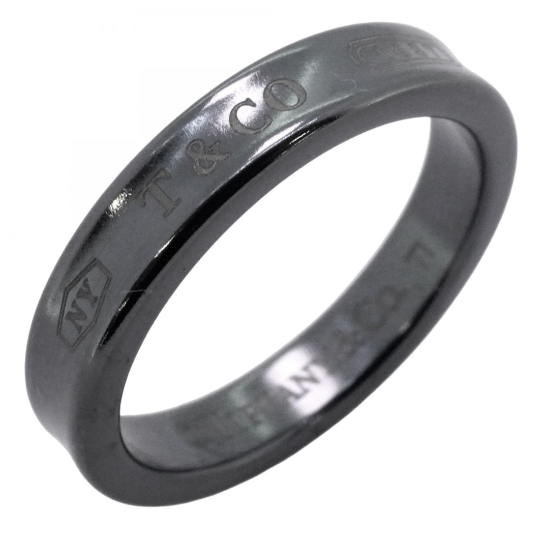 Tiffany narrow titanium black ring, size 15, women's: --- Catalog ---Category: SizeJP Size: 15US Size: 7.5Category: DesignType: Band ringColor: BlackGender: WomenMaterial: TitaniumCategory: GeneralBrand: Tiffany--- Item List ---Section: ConditionRanking:
