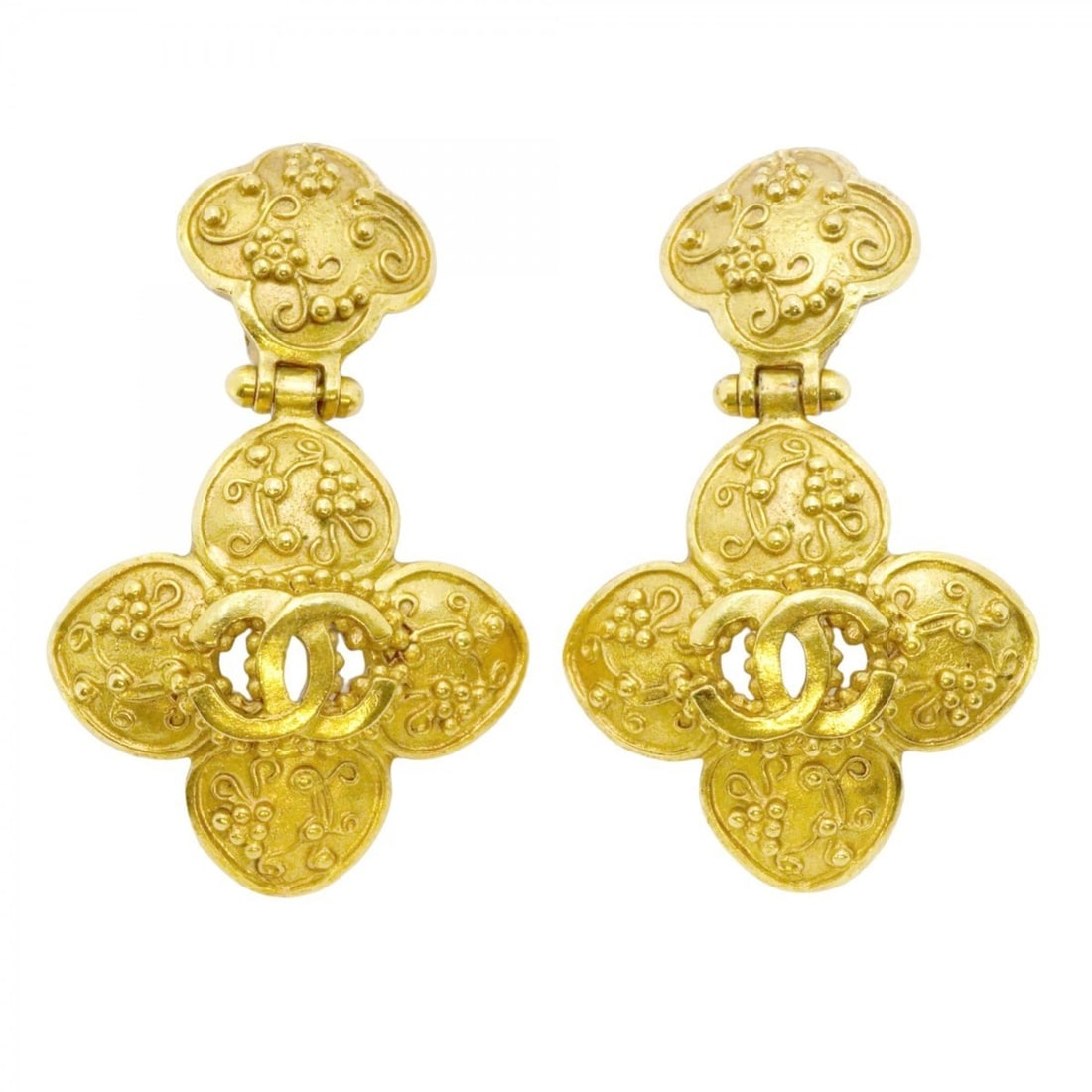 Chanel Coco Mark Flower Motif Earrings, GP Plated Gold for Women (1 of 10)