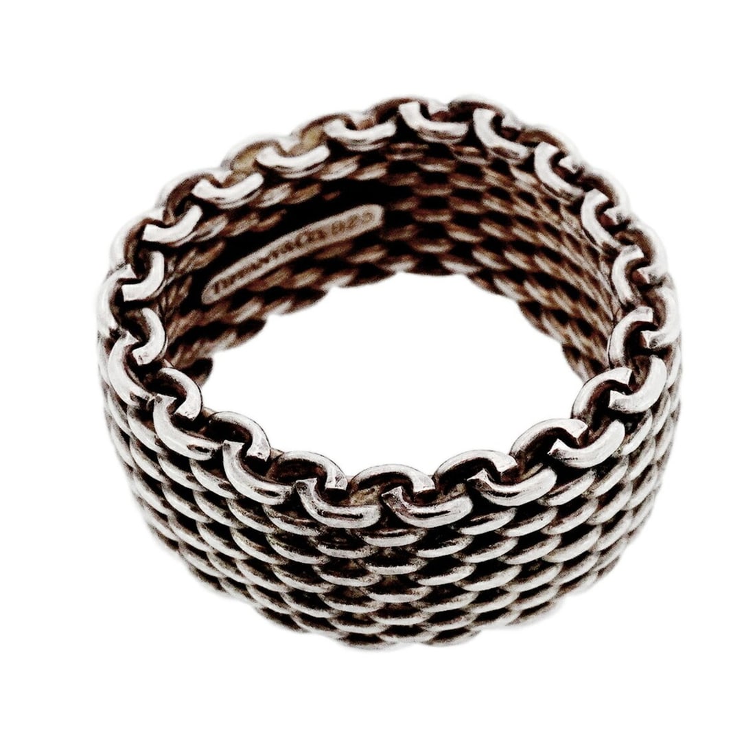 Tiffany Somerset Mesh Ring in Silver 925, Size 11.5 for Women: --- Catalog ---Category: SizeJP Size: 11.5US Size: 6Category: DesignType: Band ringGender: WomenMaterial: Silver 925Category: GeneralBrand: Tiffany--- Item List ---Section: ConditionRanking: Rank AB U
