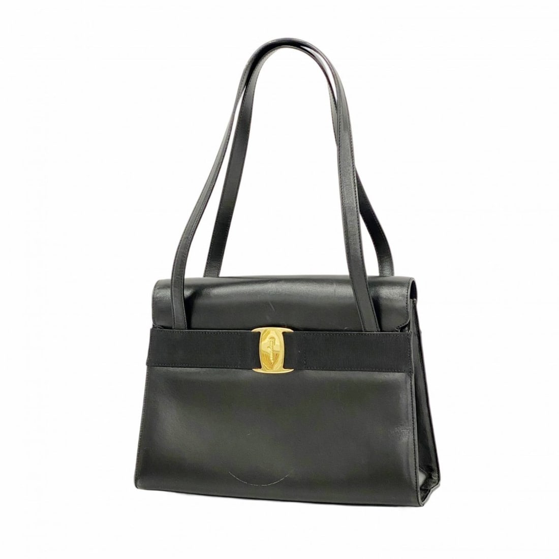 Salvatore Ferragamo Vara Leather Shoulder Bag, Black, Women's (1 of 10)