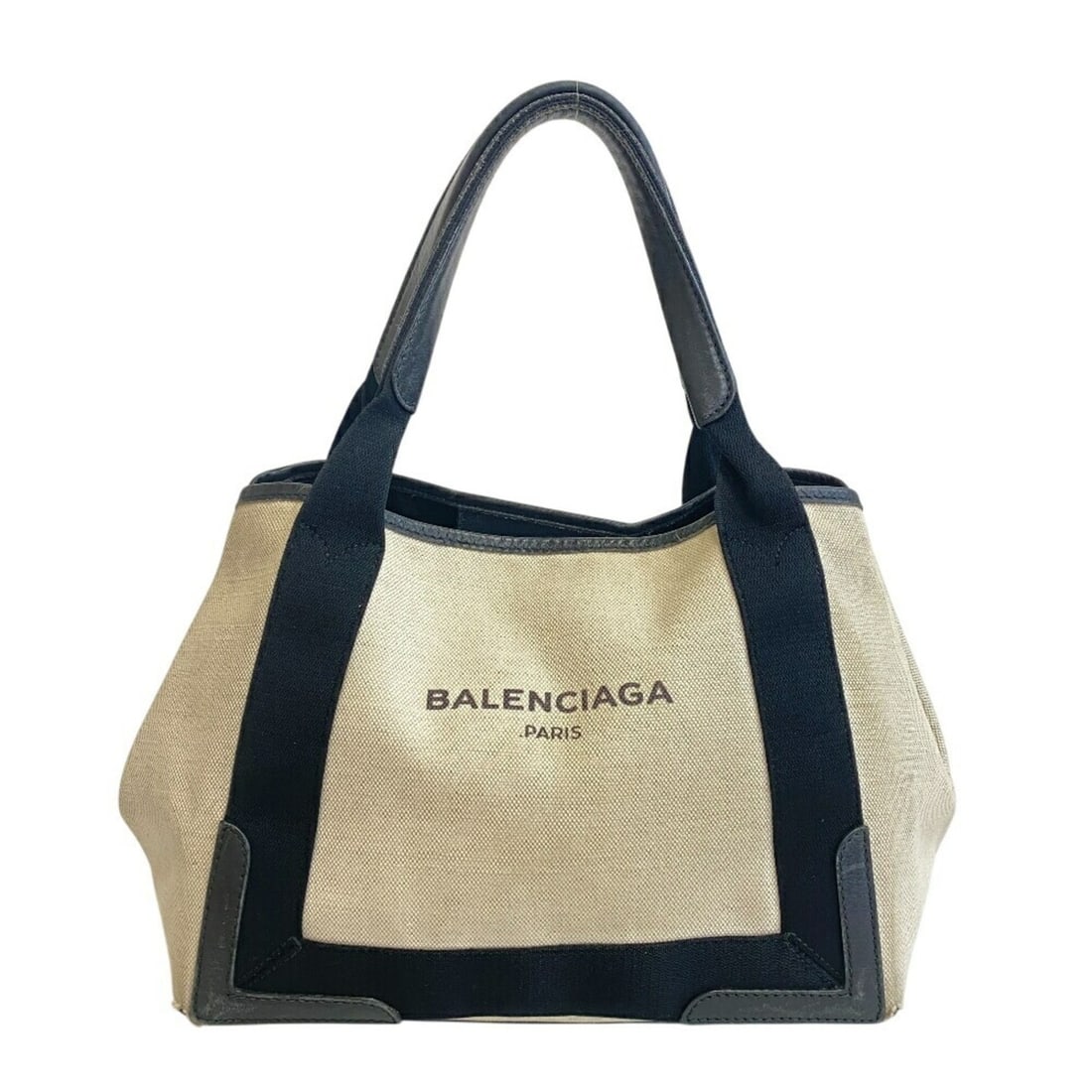 BALENCIAGA 339933 Navy Cabas S Tote Handbag, Beige, Women's: --- Catalog ---Category: DesignType: HandbagColor: Black, IvoryGender: WomenMaterial: Canvas , Leather Category: GeneralMPN: 339933Brand: Balenciaga--- Item List ---Section: ConditionSmell: Old Modera