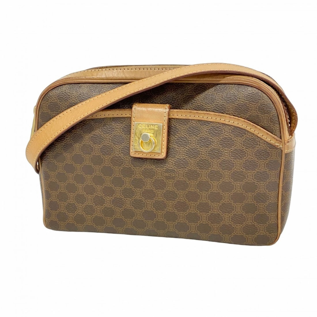 Celine Shoulder Bag Macadam Brown Women's: --- Catalog ---Category: SizeSize (HxWxD): 17cm x 23cm x 7cm / 6.69'' x 9.05'' x 2.75''Category: DesignType: Shoulder bagColor: BrownGender: WomenMaterial: PVC Hardware Color: GoldCategory: GeneralBra