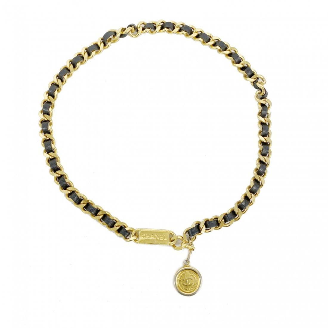 Chanel belt chain gold black women's: --- Catalog ---Category: SizeLength: 87cm / 34.25''Category: DesignType: Chain beltColor: Black, GoldGender: WomenCategory: GeneralBrand: Chanel--- Item List ---Section: ConditionRanking: Rank AB Used