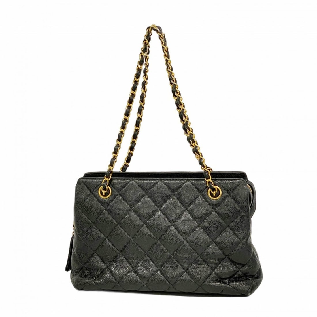 Chanel Matelasse Shoulder Bag with Chain, Caviar Skin, Black, Women's: --- Catalog ---Category: SizeSize (HxWxD): 19.5cm x 28cm x 10.5cm / 7.67'' x 11.02'' x 4.13''Category: DesignType: Shoulder bagColor: BlackGender: WomenMaterial: Grained Calfskin Hardware Color: GoldC