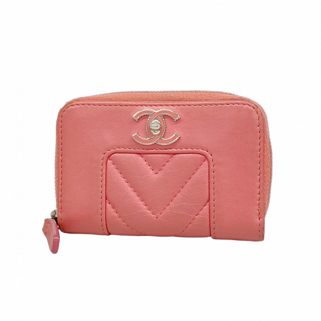 Chanel Mademoiselle Lambskin Pink Wallet/Coin Case for Women: --- Catalog ---Category: SizeSize (HxWxD): 7cm x 10.5cm x 2cm / 2.75'' x 4.13'' x 0.78''Category: DesignType: Coin purse/coin caseColor: PinkGender: WomenMaterial: Leather Leather/Fur Type: LambskinCa