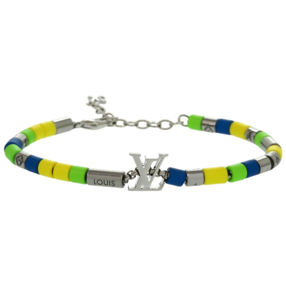 Like new Louis Vuitton Sunrise Bracelet M00653 Metal Blue LV 1561: --- Catalog ---Category: SizeWidth: 1cm / 0.39''Length: 25cm / 9.84''Category: DesignType: Charm braceletColor: Blue, Blue green, YellowGender: WomenMaterial: MetalCategory: GeneralMPN: M00653Brand: L