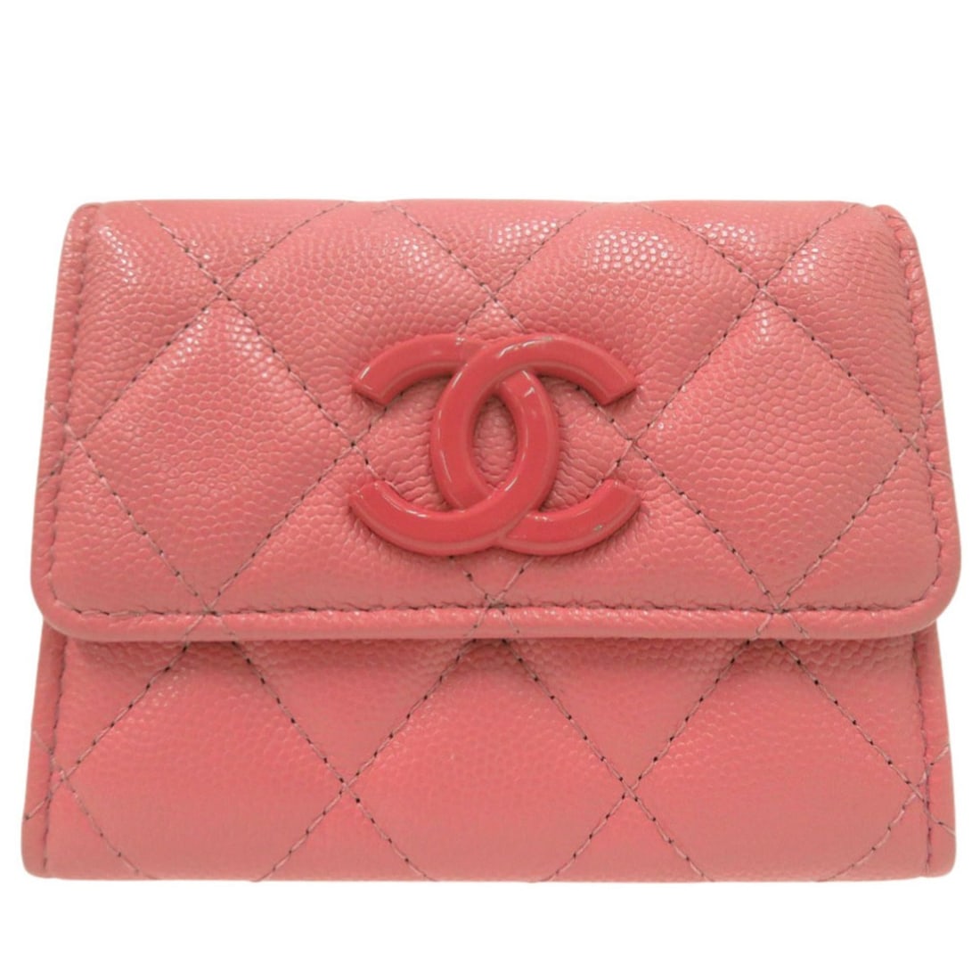 Excellent condition Chanel Matelasse flap wallet and coin case in pink leather, model 0073: --- Catalog ---Category: SizeSize (HxWxD): 9cm x 11cm x 1cm / 3.54'' x 4.33'' x 0.39''Category: DesignType: Coin purse/coin caseColor: PinkGender: WomenMaterial: Leather Category: GeneralBrand: Chanel