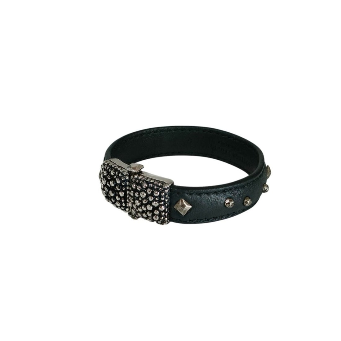 Bottega Veneta Studded Leather Bangle Bracelet, Size Small, Black with Silver Hardware, Women's,: --- Catalog ---Category: SizeLength: 18cm / 7.08''Category: DesignType: BangleColor: Black, SilverGender: WomenMaterial: LeatherCategory: GeneralBrand: Bottega Veneta--- Item List ---Section: Conditio