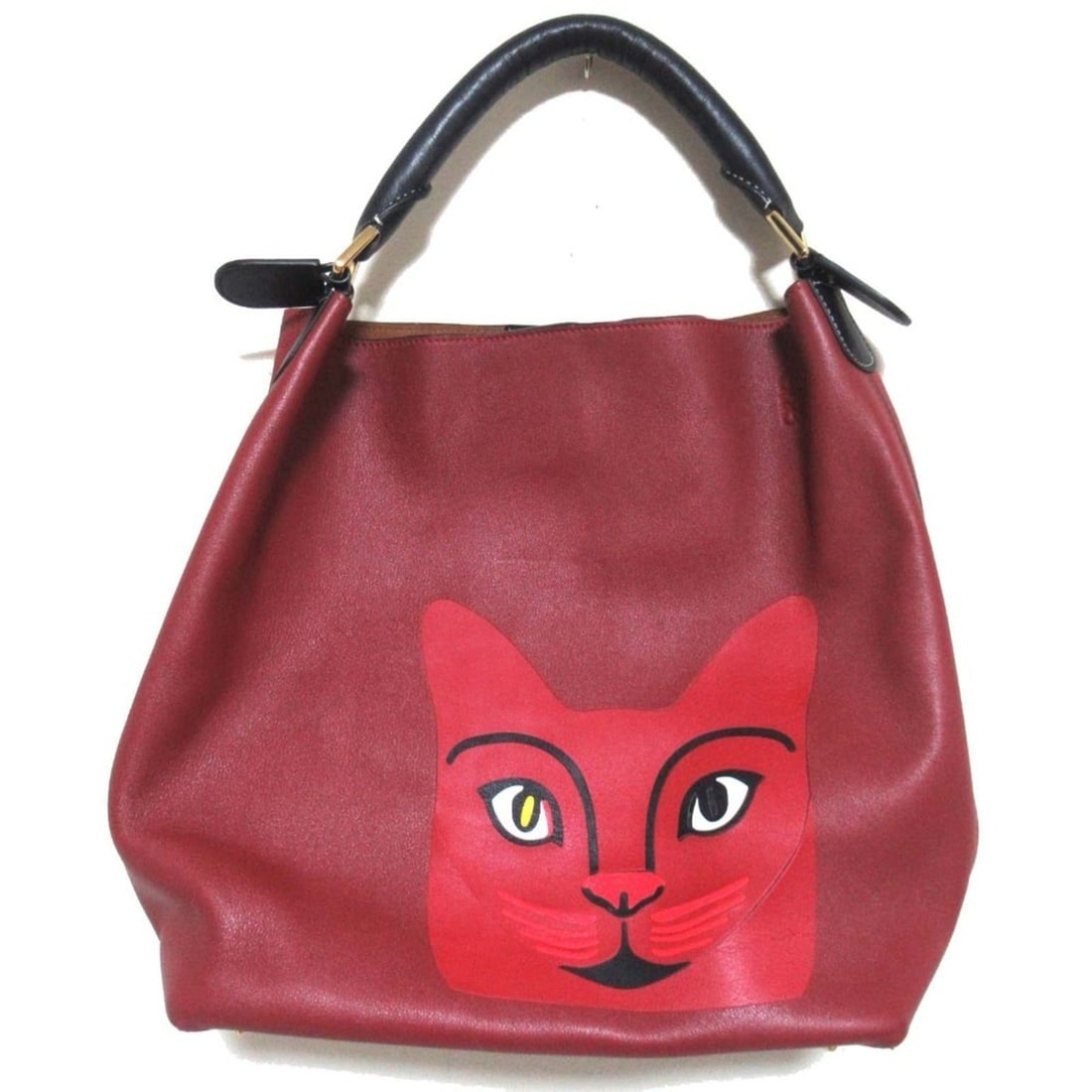 LOEWE Leather T-Bucket Cat Print Tote Bag in Red and Bordeaux for Men Women. Luxs Pre-owned Brand.: --- Catalog ---Category: SizeSize (HxWxD): 32cm x 38cm x 15cm / 12.59'' x 14.96'' x 5.9''Category: DesignType: Tote bagColor: Bordeaux, Red colorGender: Men,WomenCategory: GeneralBrand: Loewe--- Item