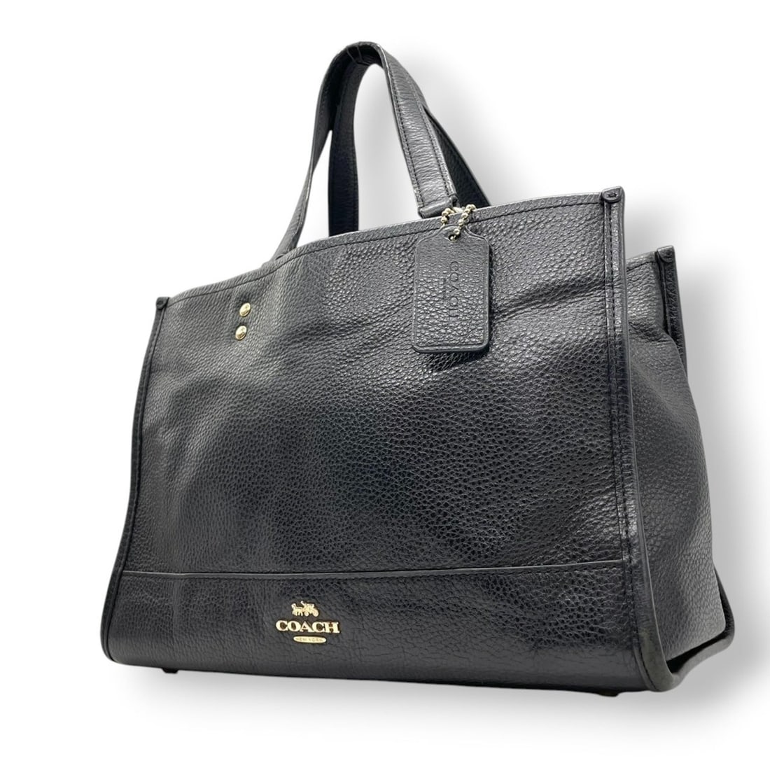Coach Charlie Carryall Tote Bag, Handbag, Shoulder Pebbled Leather, Navy, 1959, Women's, s60: --- Catalog ---Category: SizeSize (HxWxD): 21cm x 29cm x 13cm / 8.26'' x 11.41'' x 5.11''Category: DesignType: Handbag, Shoulder bag, Tote bagColor: Dark navy, NavyGender: WomenMaterial: Leather Categ