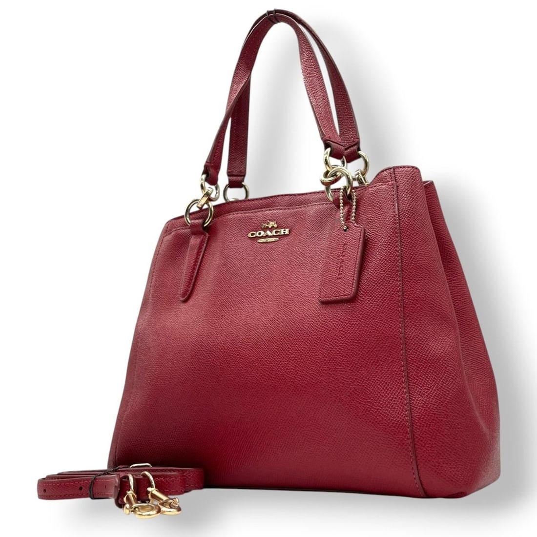 Coach F57847 Women's Satchel Tote Bag, Handbag, Shoulder Red/Bordeaux Leather with Gold Hardware, (1 of 20)