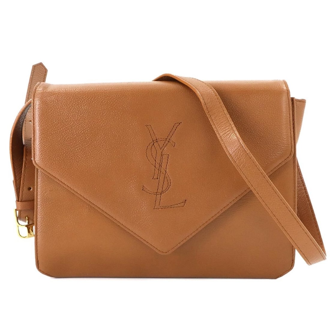 Yves Saint Laurent Shoulder Bag in Brown Leather with Gold Hardware: --- Catalog ---Category: SizeSize (HxWxD): 20cm x 25cm x 6.5cm / 7.87'' x 9.84'' x 2.55''Category: DesignType: Shoulder bagColor: BrownGender: WomenMaterial: Leather Category: GeneralBrand: Yves Saint