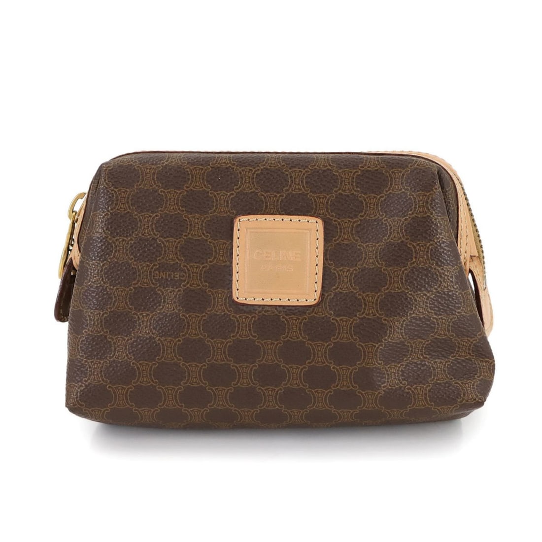 Celine Macadam Pouch in Brown Leather with Gold Hardware and PVC: --- Catalog ---Category: SizeSize (HxWxD): 11cm x 16cm x 7cm / 4.33'' x 6.29'' x 2.75''Category: DesignType: PouchColor: BrownGender: WomenMaterial: PVC , Leather Category: GeneralBrand: Celine--- Ite