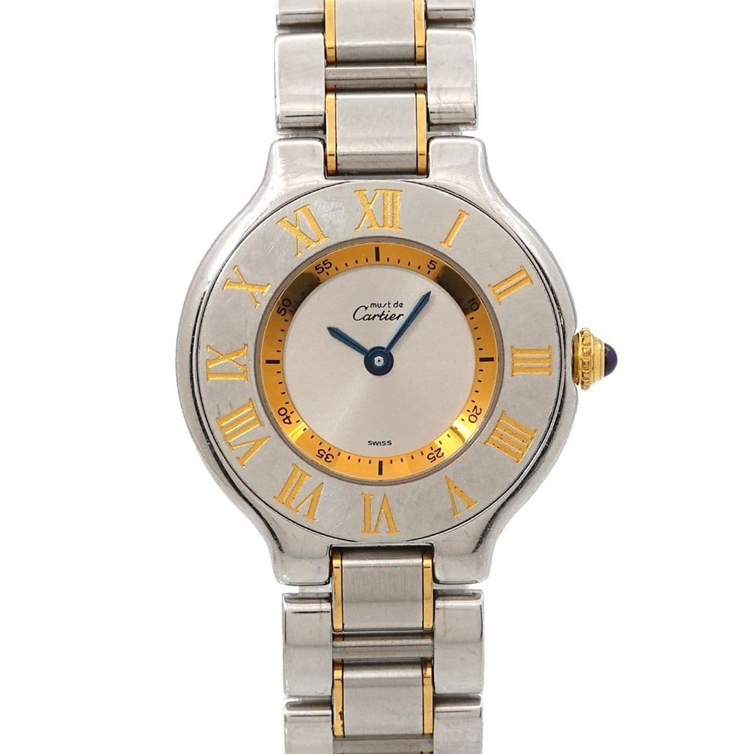 Cartier Must 21 Vantianne Two-tone Watch W10073R6 Women's Silver Quartz: --- Catalog ---Category: SizeWrist Size: 16cm / 6.29''Case Diameter: 28mm / 1.1''Category: DesignType: WristwatchGender: WomenColor (Dial): SilverMaterial (Band): Gold plated, Stainless steelMaterial