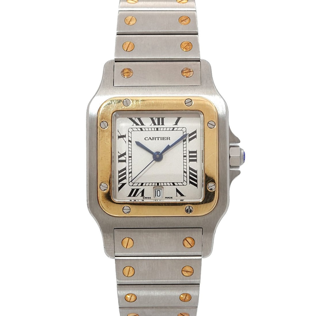 Cartier Santos Galbee LM W20011C4 Two-tone Men's Watch with Date Display and 18K Yellow Gold Quartz: --- Catalog ---Category: SizeWrist Size: 17.5cm / 6.88''Case Diameter: 29mm / 1.14''Category: DesignType: WristwatchGender: MenColor (Dial): IvoryMaterial (Band): Stainless steel, Yellow goldMaterial