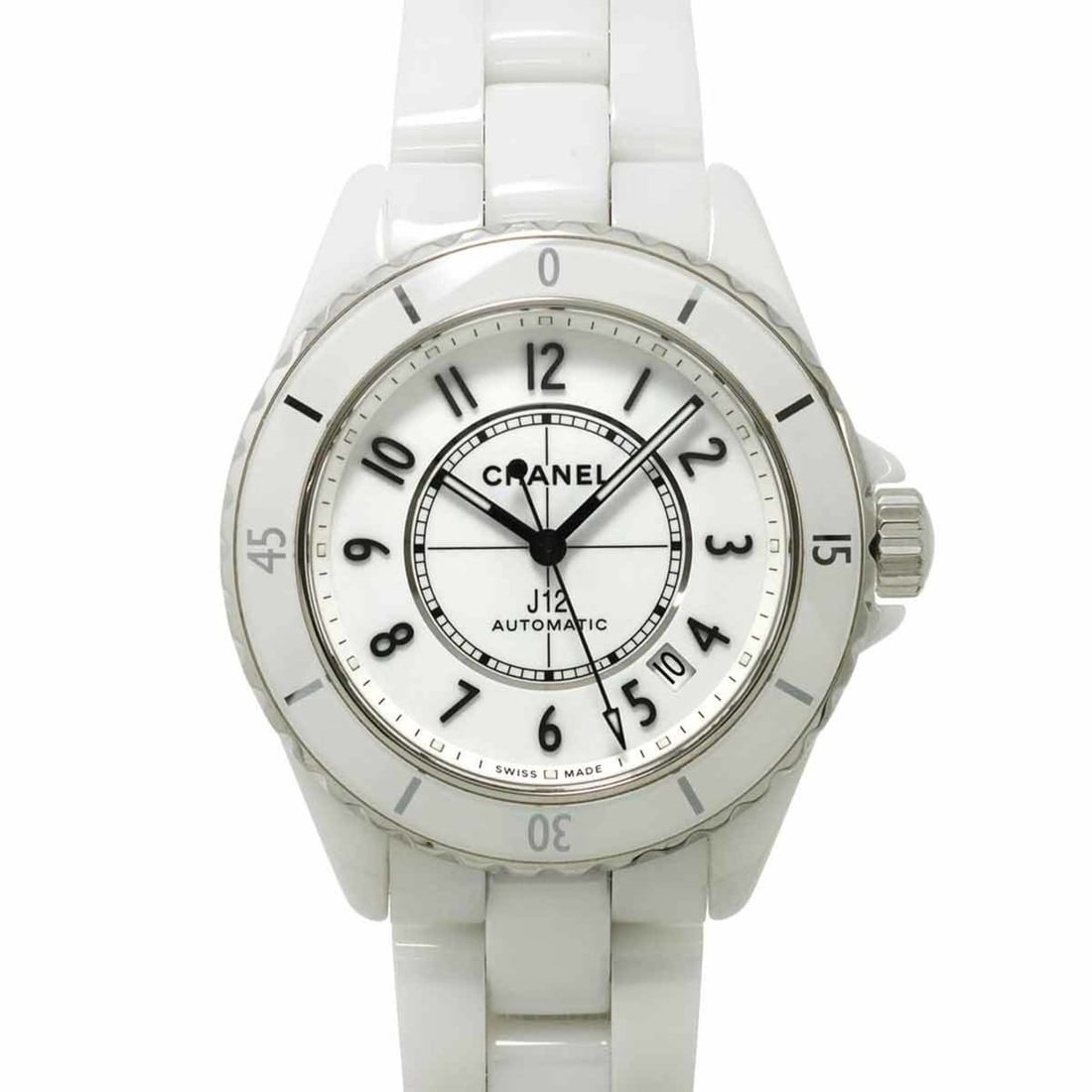 Chanel J12 38mm H5700 Men's Watch with Date, White Ceramic, Automatic Movement: --- Catalog ---Category: SizeWrist Size: 17.5cm / 6.88''Case Diameter: 39mm / 1.54''Category: DesignType: WristwatchGender: MenColor (Dial): WhiteMaterial (Band): Ceramic, Stainless steelMaterial (Cas