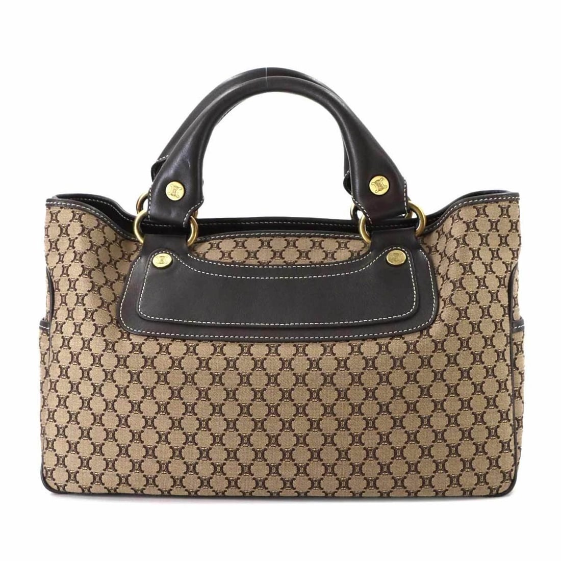 Celine Macadam Boogie Bag handbag in brown canvas and leather with gold hardware.: --- Catalog ---Category: SizeSize (HxWxD): 20cm x 31cm x 13cm / 7.87'' x 12.2'' x 5.11''Category: DesignType: HandbagColor: BrownGender: WomenMaterial: Canvas , Leather Category: GeneralBrand: Celine-