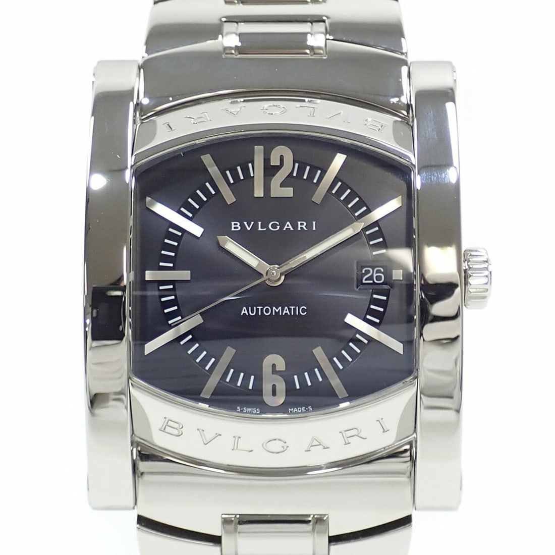 Bvlgari Assioma Men's Automatic Stainless Steel Watch AA48S Mechanical: --- Catalog ---Category: SizeWrist Size: 18.5cm / 7.28''Case Diameter: 37.7mm / 1.48''Category: DesignType: WristwatchGender: MenColor (Dial): NavyMaterial (Band): Stainless steelMaterial (Case): Stai