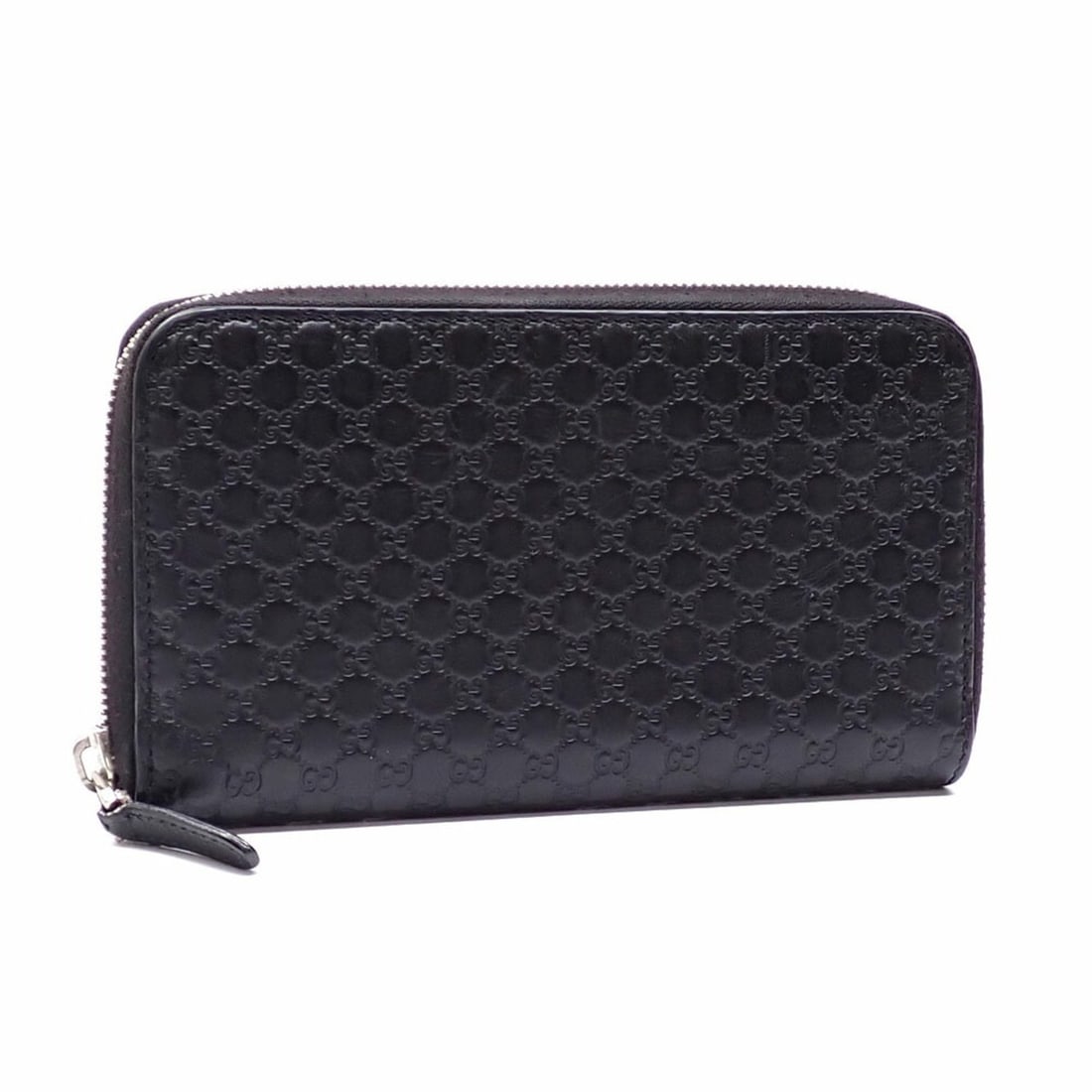 Gucci Micro Guccissima Round Long Wallet, Women's, Black Leather, 544473 (1 of 11)