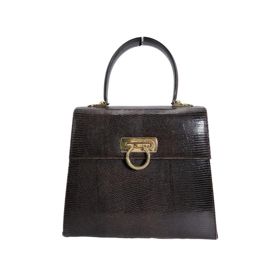 Salvatore Ferragamo handbag in brown Gancini embossed leather (1 of 19)