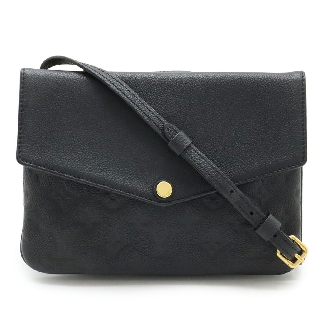 LOUIS VUITTON Monogram Empreinte Twice Shoulder Bag Pochette Noir Black M50258: --- Catalog ---Category: SizeSize (HxWxD): 17cm x 23.5cm x 3cm / 6.69'' x 9.25'' x 1.18''Category: DesignType: Pochette, Shoulder bagColor: Gold, NoirGender: WomenMaterial: Monogram Empreinte , Leathe