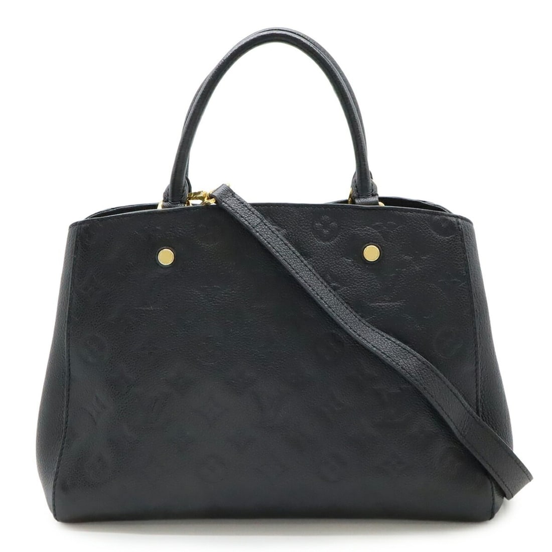 LOUIS VUITTON Monogram Empreinte Montaigne MM Handbag/Shoulder Bag in Noir and Black, M41048 (1 of 9)