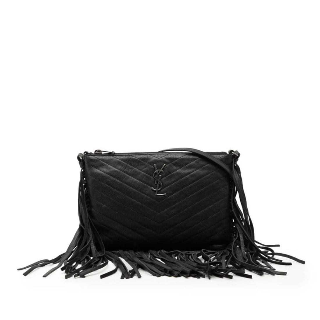 Saint Laurent YSL Logo Fringe Shoulder Bag 403396 Black Leather Women's SAINT LAURENT: --- Catalog ---Category: SizeSize (HxWxD): 16cm x 23cm x 1cm / 6.29'' x 9.05'' x 0.39''Category: DesignType: Shoulder bagColor: BlackGender: WomenMaterial: Leather Category: GeneralMPN: 403396Brand: