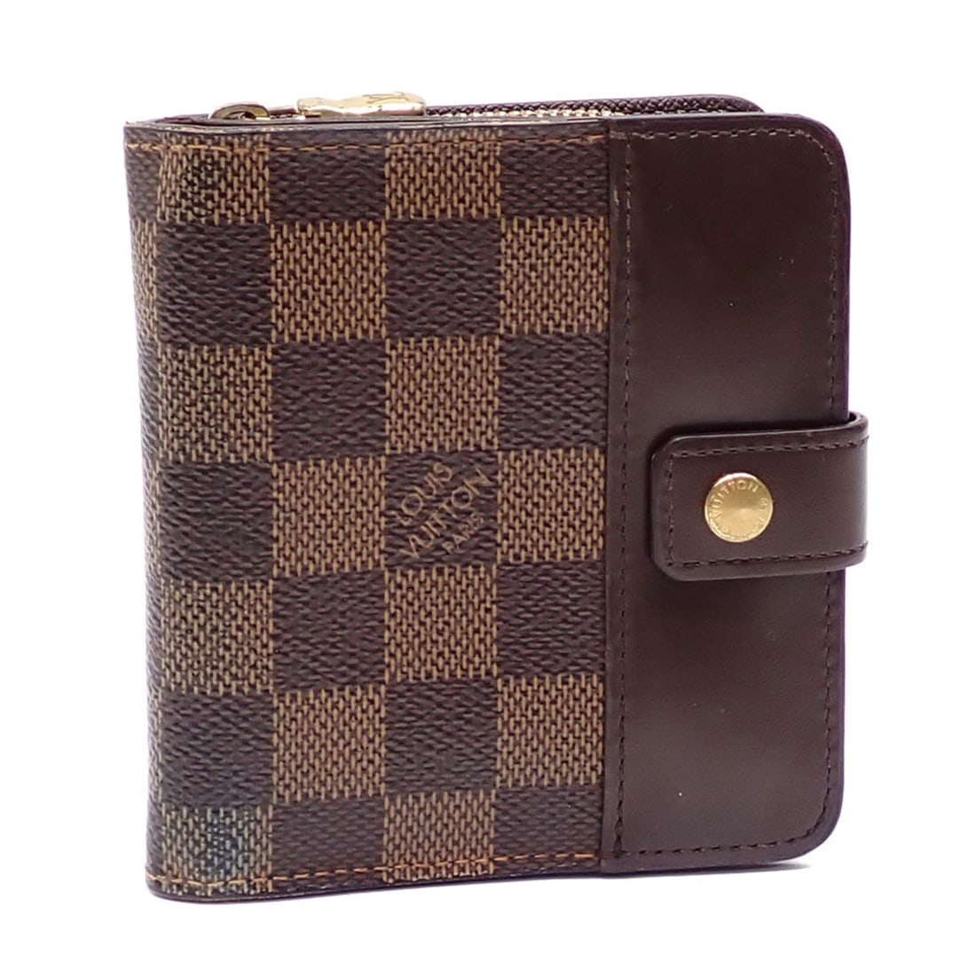 Louis Vuitton Damier Ebene Compact Zip Bifold Wallet for Women N61668: --- Catalog ---Category: SizeSize (HxWxD): 10cm x 10.5cm x 2cm / 3.93'' x 4.13'' x 0.78''Category: DesignType: Wallet (bi-fold)Color: Damier Canvas, EbeneGender: WomenMaterial: Damier Canvas Category: