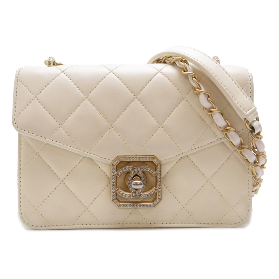 Chanel Matelasse Mini Flap Bag, Women's Shoulder Lambskin, White (1 of 10)