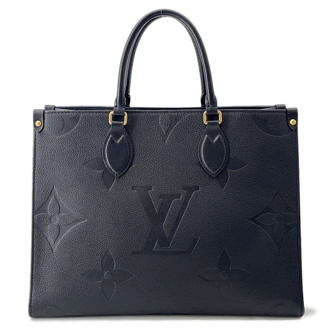 Louis Vuitton Monogram Empreinte On-the-Go Tote Bag MM M45595, 2-way shoulder bag in black: --- Catalog ---Category: SizeWeight: 1.02kg / 2.24lb.Size (HxWxD): 26cm x 34cm x 14cm / 10.23'' x 13.38'' x 5.51''Category: DesignType: Shoulder bag, Tote bagColor: Black, NoirGender: WomenMaterial: M