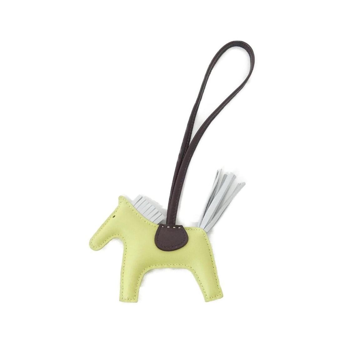 Hermes Rodeo Accessory Handbag Charm PM 064929CA: --- Catalog ---Category: SizeSize (HxWxD): 7cm x 8cm / 2.75'' x 3.14''Strap Length: 36cm / 14.17''Category: DesignType: HandbagColor: YellowGender: Women,MenMaterial: Agneau Milo Category:
