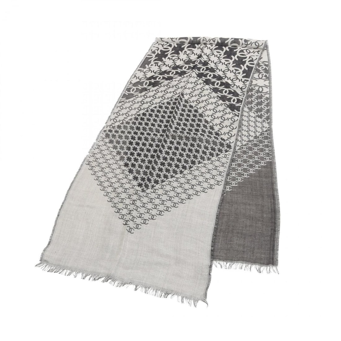 CHANEL Coco Mark Scarf/Shawl, Silk/Cashmere, Women's, Black/Ivory: --- Catalog ---Category: SizeSize (LxW): 1.8m x 39cm / 70.86'' x 15.35''Category: DesignType: StoleColor: Black, IvoryGender: WomenMaterial: Silk , Cashmere Category: GeneralBrand: Chanel--- Item