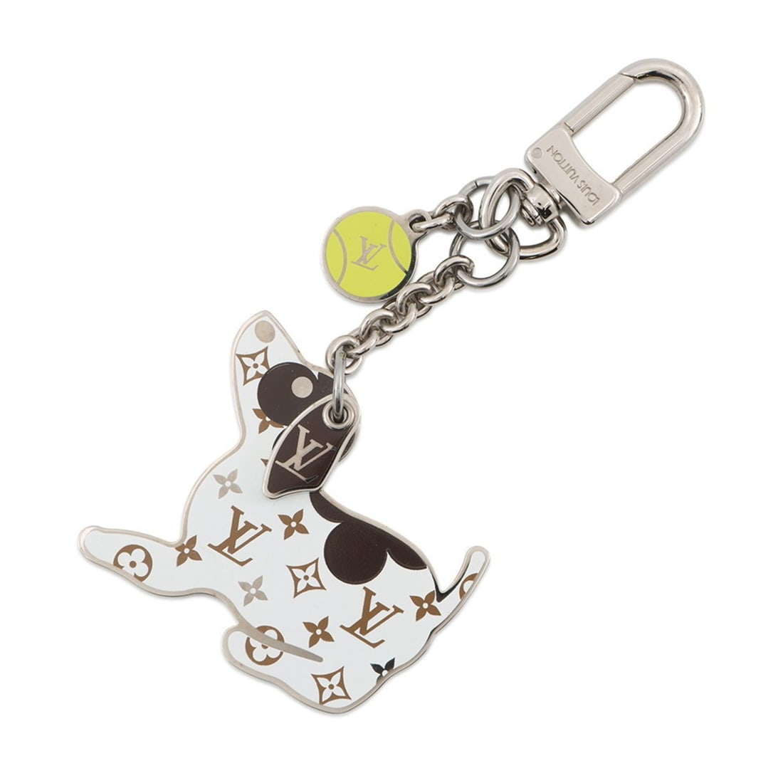 Louis Vuitton Monogram Bijoux Sac LV Dog Keychain M00747 LOUIS VUITTON Charm: --- Catalog ---Category: SizeCharm Size: 5.5cm x 6.5cm / 2.17'' x 2.56''Category: DesignType: KeyringColor: Brown, WhiteGender: WomenMaterial: MetalCategory: GeneralLine: MonogramBrand: Louis