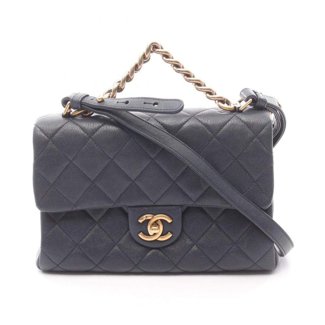 CHANEL Matelasse Handbag, Leather, Women's, Navy: --- Catalog ---Category: SizeSize (HxWxD): 16.5cm x 24cm x 11cm / 6.49'' x 9.44'' x 4.33''Category: DesignType: HandbagColor: NavyGender: WomenMaterial: Leather Hardware Color: GoldCategory: GeneralBr