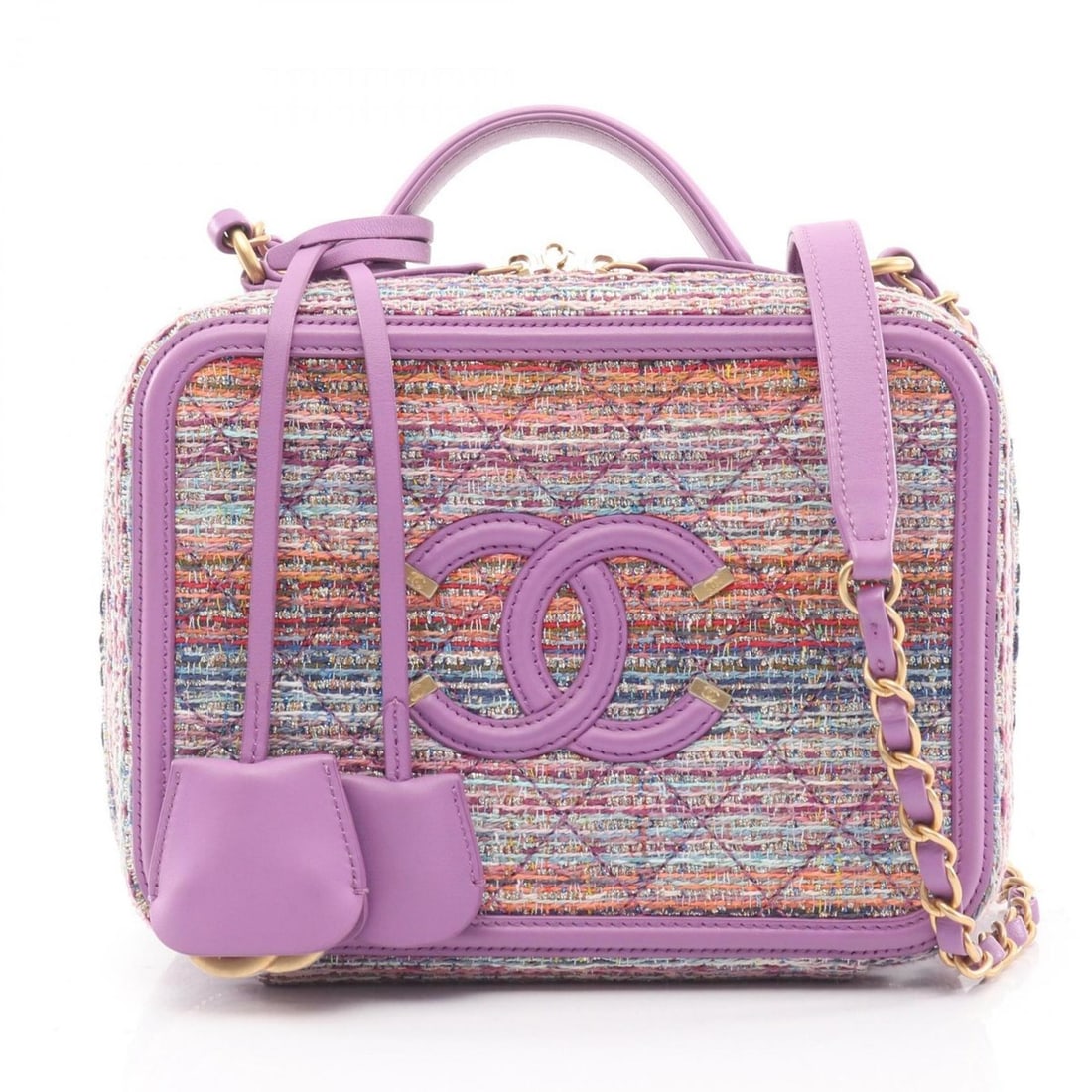 Chanel CC Figley Vanity Bag, Shoulder Fabric and Leather, Women's, Purple, A93343: --- Catalog ---Category: SizeSize (HxWxD): 15.5cm x 21cm x 7.5cm / 6.1'' x 8.26'' x 2.95''Category: DesignType: Shoulder bag, Vanity bagColor: PurpleGender: WomenMaterial: Fabric , Leather Hardware Co