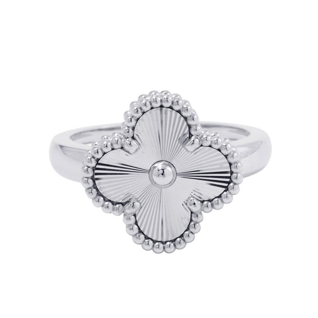 Van Cleef & Arpels Alhambra Guilloched Ring, 18K White Gold, Size 54, VCARP9XI00 (1 of 13)