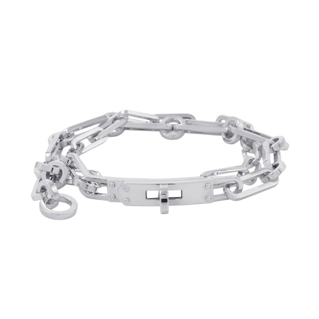 Hermes Hermès Kelly Chaine Double Tour Bracelet in 925 Sterling Silver, Size 16: --- Catalog ---Category: SizeSize: 16Width: 6.6mm / 0.25''Length: 16.5cm / 6.49''Weight: 31.9g / 1.12oz.Category: DesignType: Charm braceletGender: WomenMaterial: Silver 925Category: GeneralLine: Kell